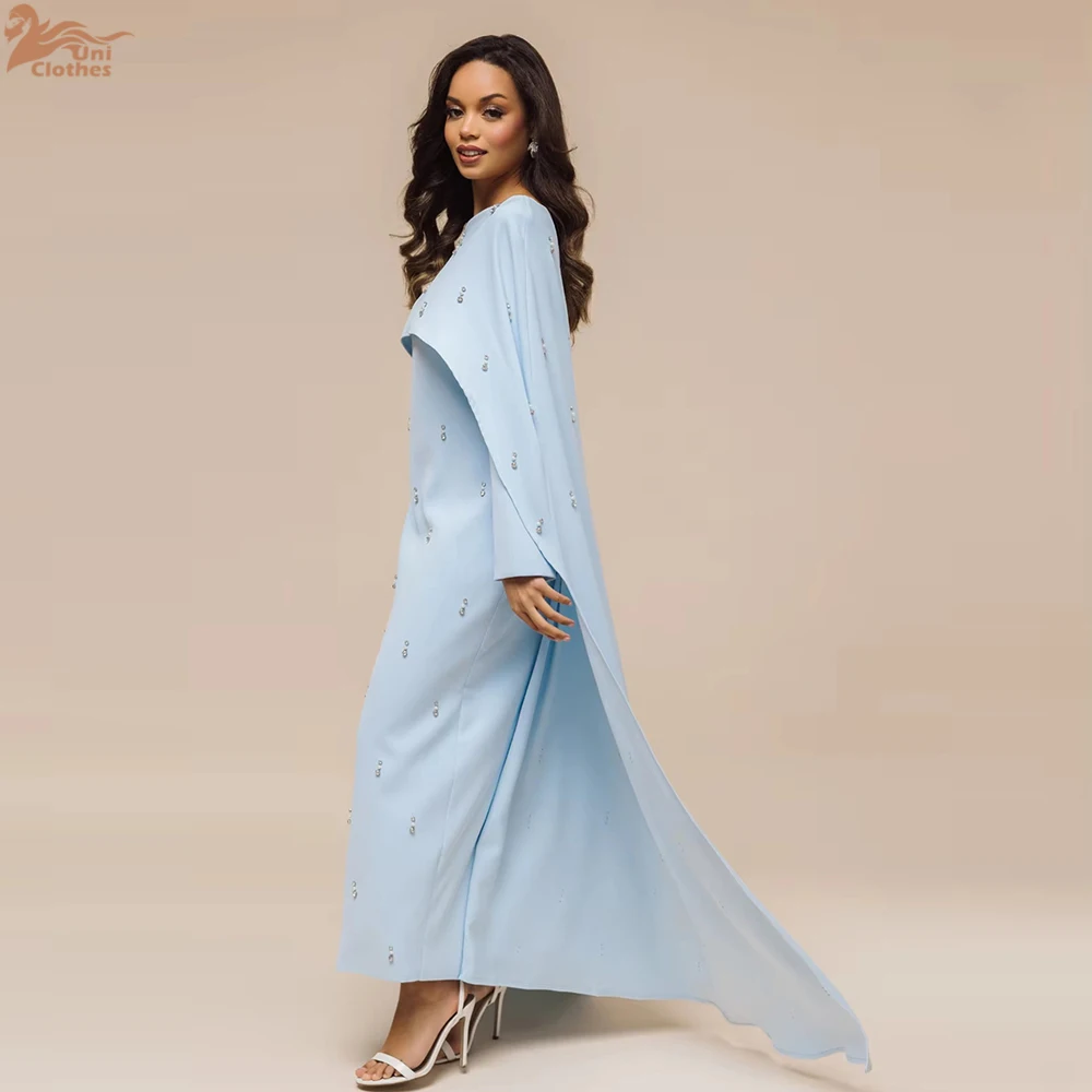 

2025 Eid Women Pearl Diamond Embellished Luxury Cape Abaya Elegant Shawl Modest Abaya Women Muslim Dress Islamic Clothing