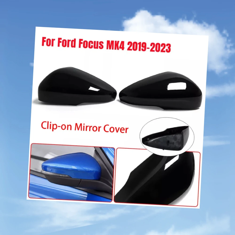 

LHD For Ford Focus MK4 2019-2023 Rearview Side Mirror Cover Wing Cap Replacement Exterior Door Rear View Case Trim Carbon Fiber