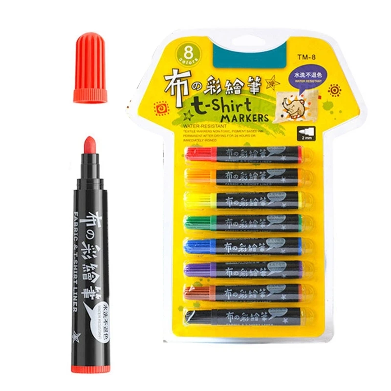 ปากกามาร์กเกอร์ศิลปะผ้าสำหรับเสื้อผ้า ปากกาเพ้นท์ผ้ากันน้ำแบบปลายสองด้าน