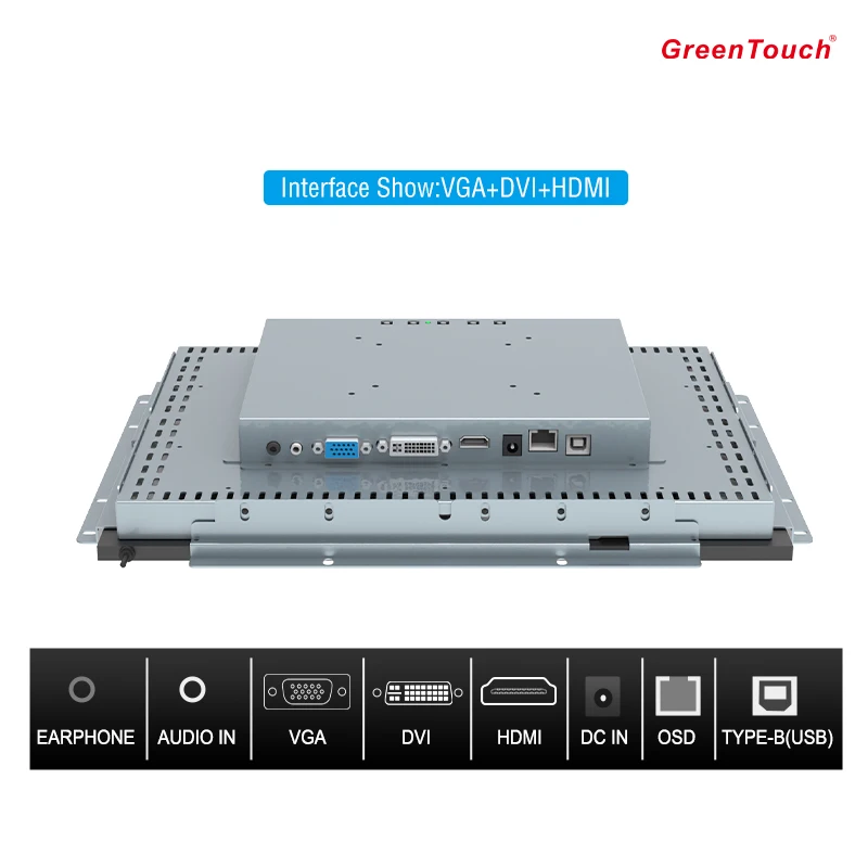 Custodia in metallo DP HD USB Open Frame 15" Monitor touch screen a infrarossi IR