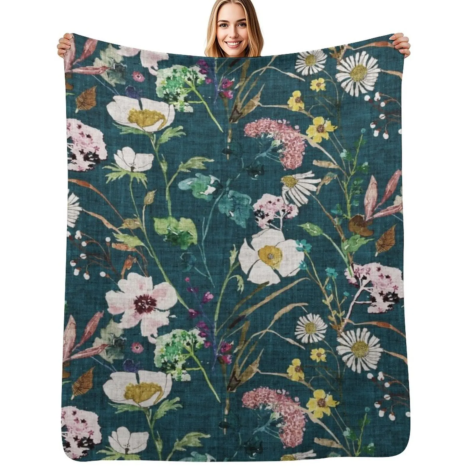 Verdure Floral Throw Blanket All Weather Soft Throw Blanket for Sofa