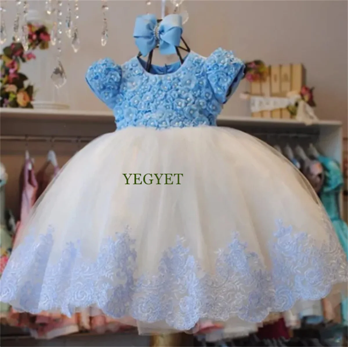 

Baby White Flower Girls Dresses Pearls Lace Baptism Flower Princess Dress Infant First Birthday Party Gown Communion Gift