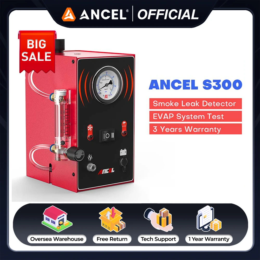 

ANCEL S300 EVAP Automotive Smoke Machine Professional Car Smoke Leak Detector Fuel Pipe Diagnostic Tool with Built-in Air Pump