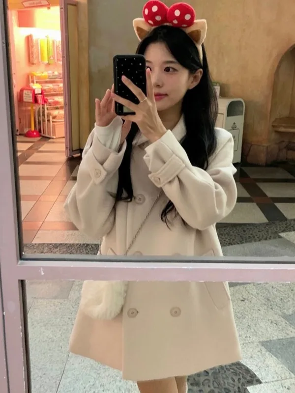 Warm Woolen Coat Women's Faionable Winter Outerwear Double Row Buttons Cotton  Agel Sle Chinese Brand