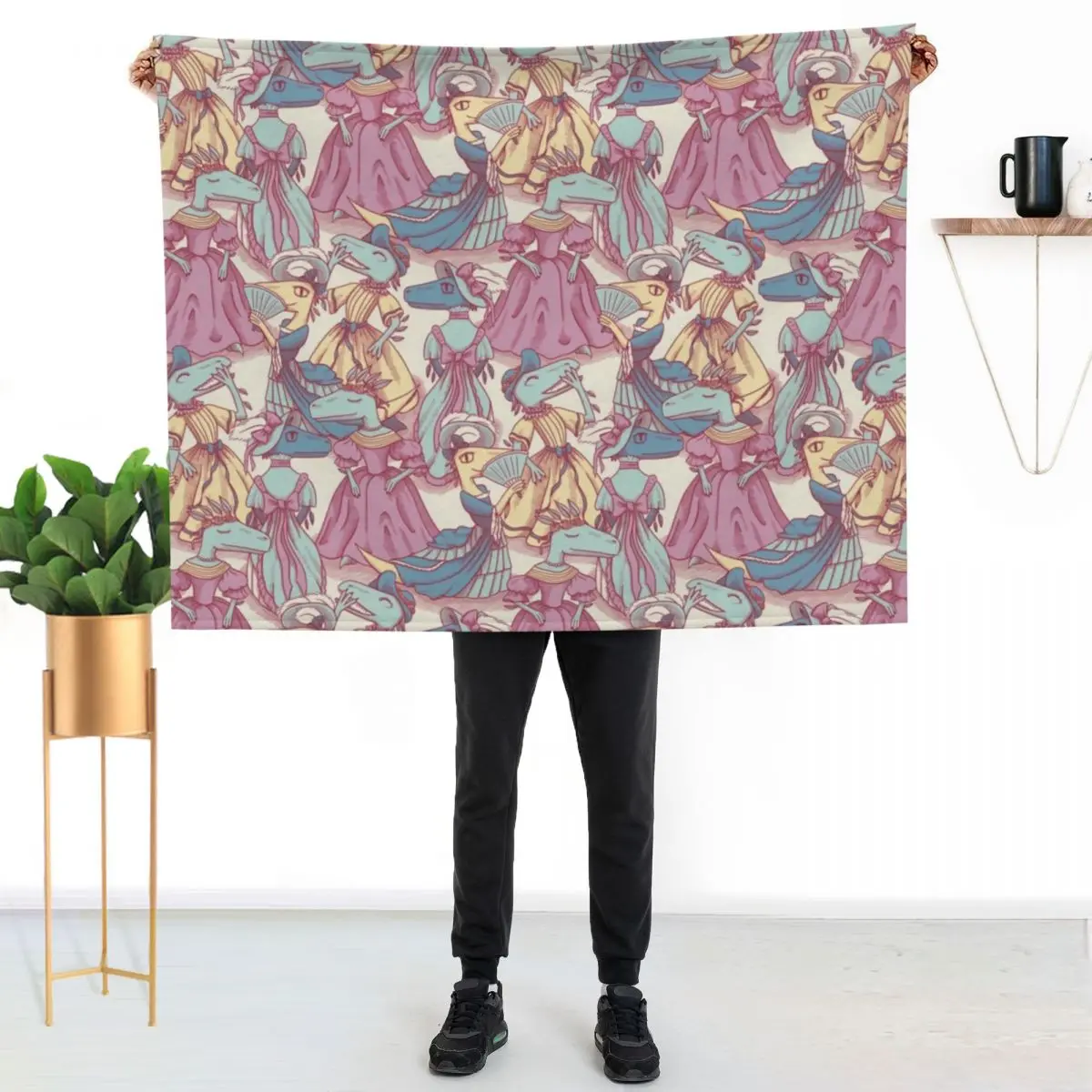 Victorian Velociraptor Fashion Plates Throw Blanket warm winter Thins Vintage Softest Warm Luxury Throw Blankets