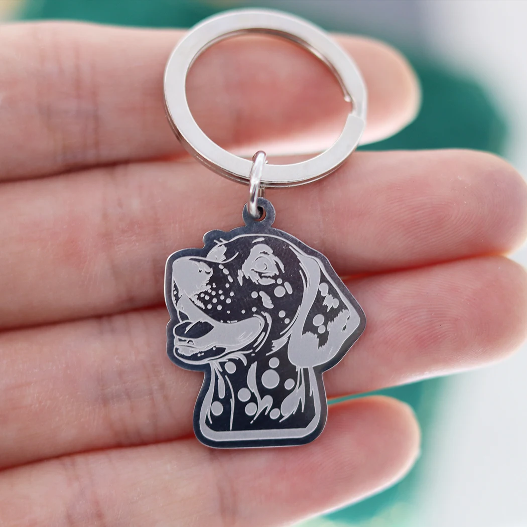 Stainless Steel Pet Charms Cute Dalmatian Dog Trendy Keychain Kids Gift Unisex Punk Jewelry Keyring for Women Men Deco Supplies