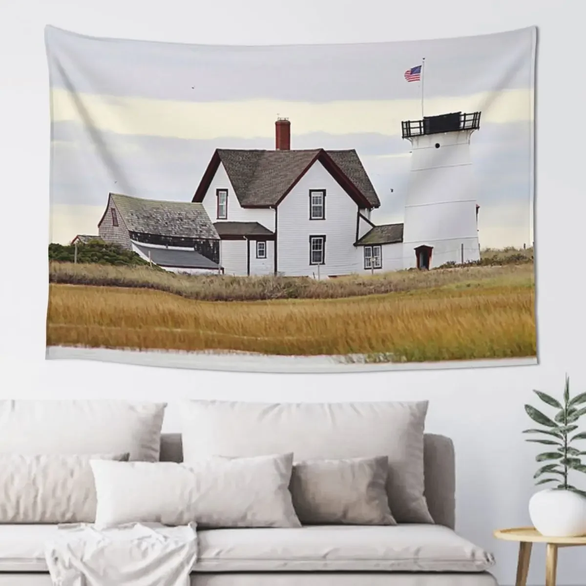

Stage Harbor Lighthouse - aka Harding's Beach Light Tapestry Bedroom Decor Aesthetic Decoration Wall Hanging Wall Tapestry