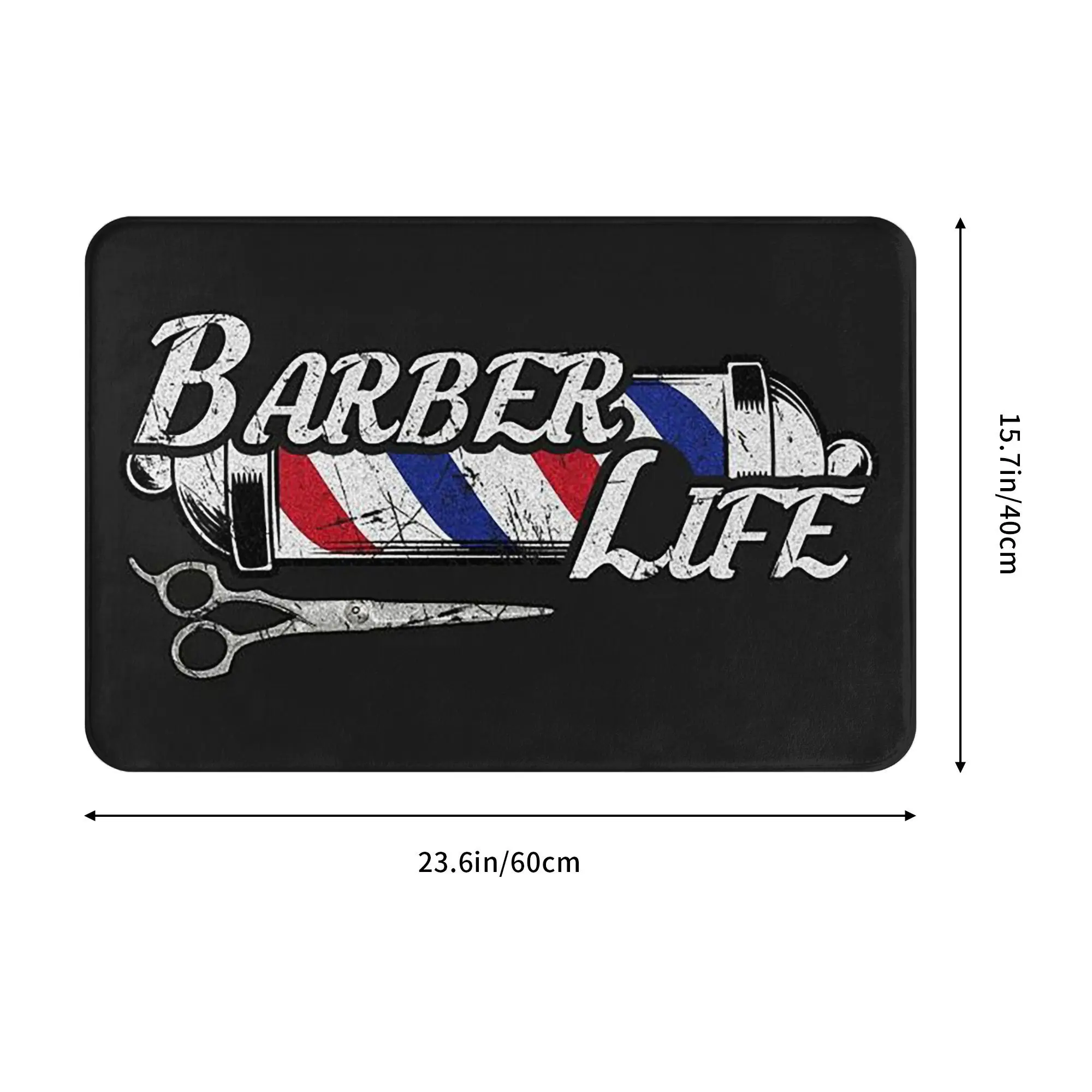 Barber Shop Sign Entrance Non-slip Doormat Floor Mat Antiwear Carpet Rug for Kitchen Entrance Home Bedroom Footpad Mats