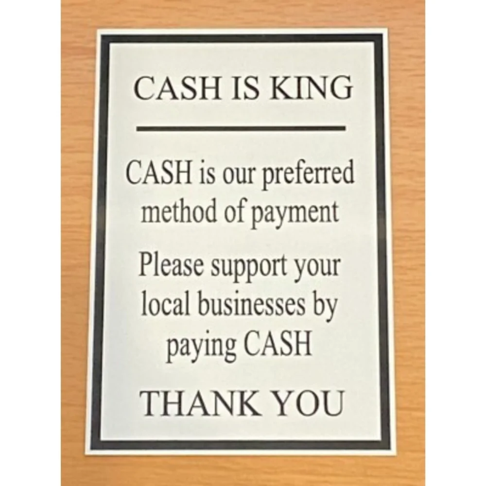 Cash Is King Composite aluminum-plastic panel Sign Payment Take Away Pizza Chip Café Shop Business