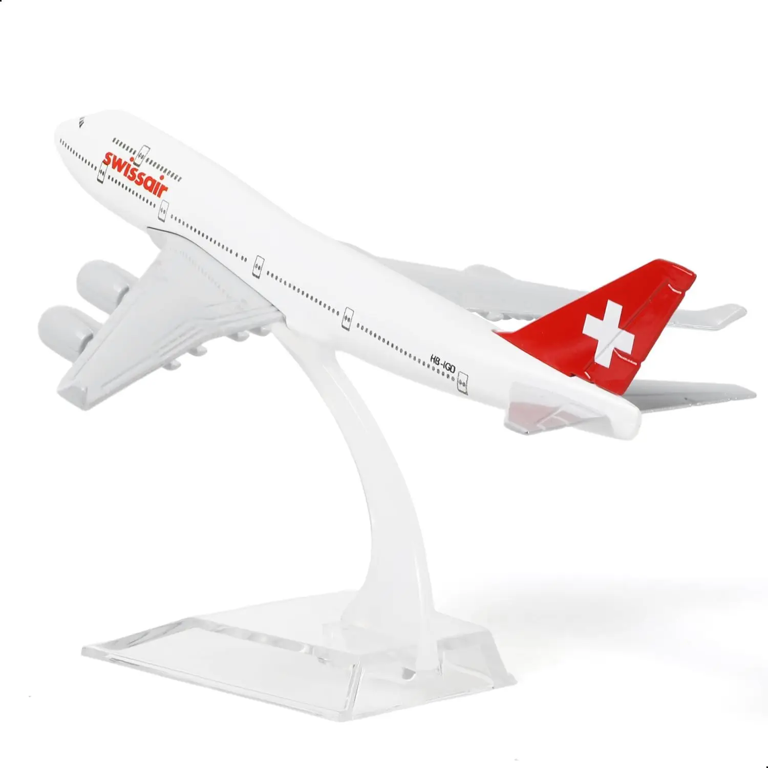 1/400 Swiss B747 Metal Diecast Plane Models with Stand Airplane Model Kits for Adults Planes Aviation Gift or Desktop Collection