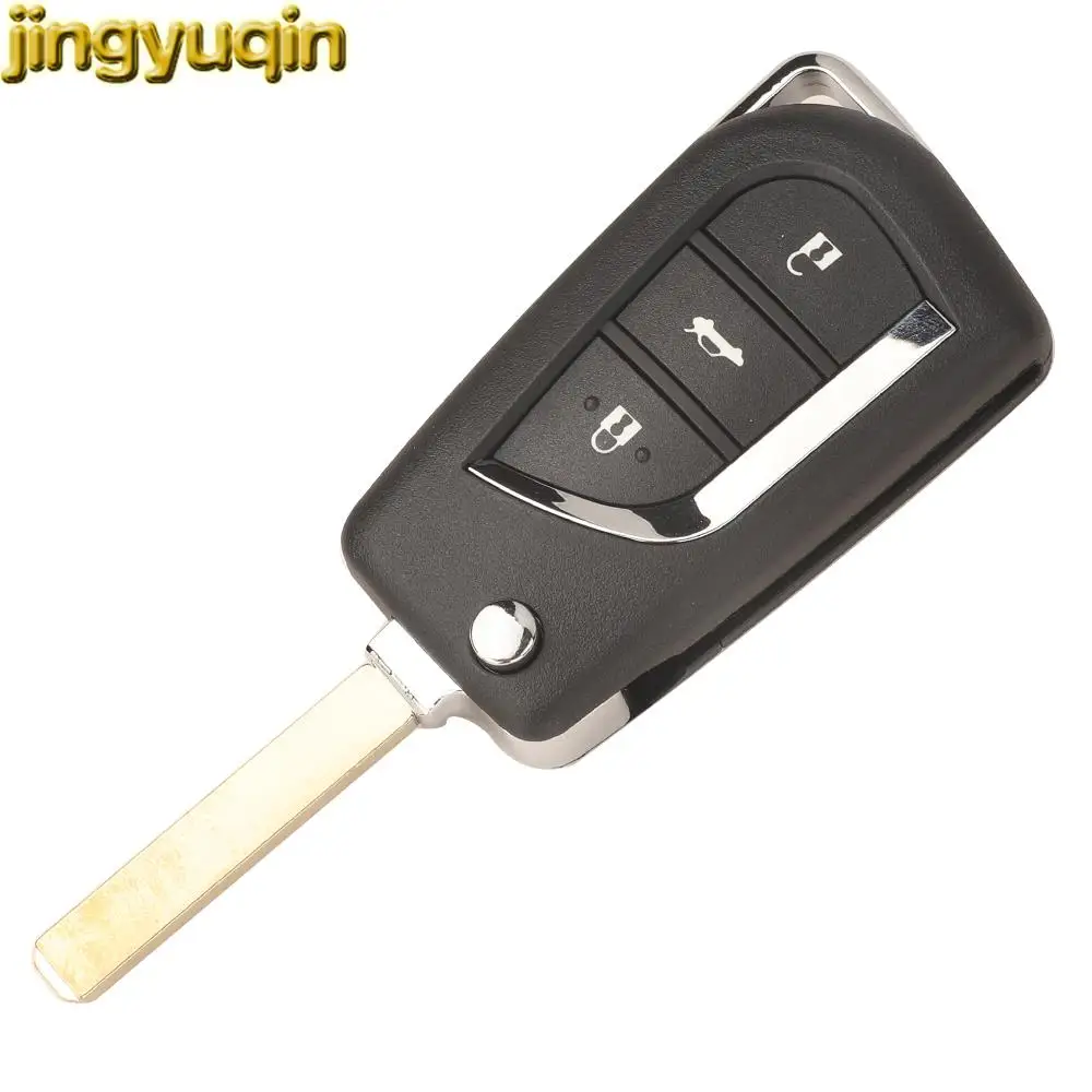 Jingyuqin Remote Car Key Fob 433Mhz H/ID8A Chip For Toyota Corolla 2018 2019 2020 2021 2/3 Buttons FSK Case VA2 Uncut Blade