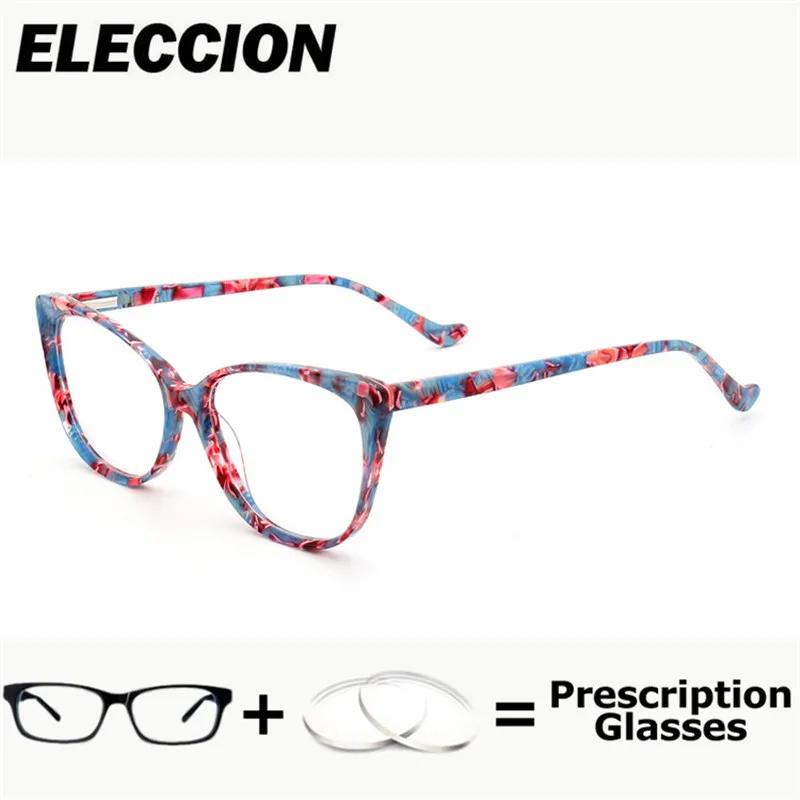 

ELECCION Prescription Glasses Cat Eye Optical Eyewear Men Women Square Glasses Frame Myopia Minus Lens Photochromic