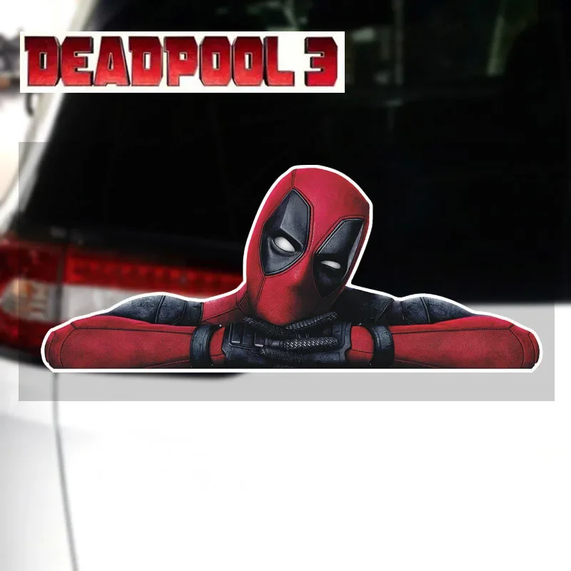 Marvel Deadpool 3 Car Stickers Reflective Cartoon Peripheral Fun Creative Car Stickers Computer Windows Glass Body Decoration