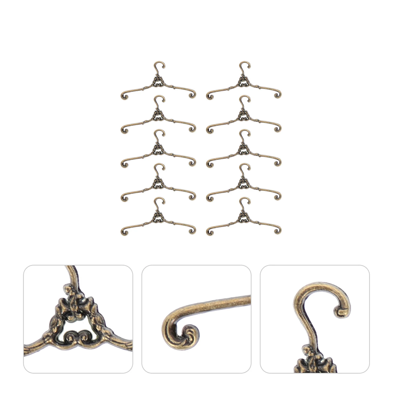 

10 Pcs Mini Hanger Small House Clothes Hangers Tiny Dress Organizer Wardrobe Alloy Coat Rack Holder Support