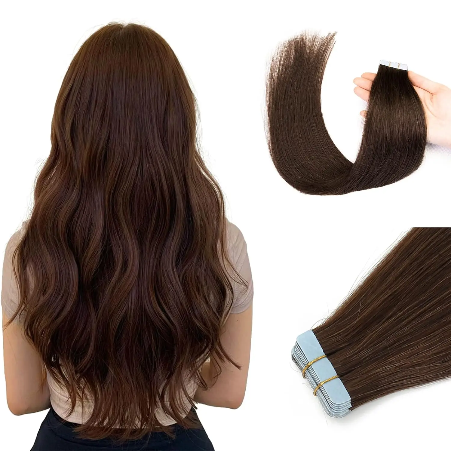 Tape in Hair Extensions Human Hair Straight Seamless Tape in for Women Invisible Tape in Hair Extensions Human Hair #4