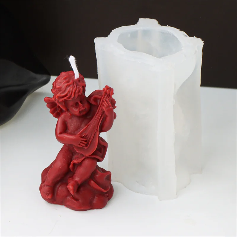 DIY Angel Scented Candle Silicone Mold 3D Winged Angel Band Cake Chocolate Ornament Handmade Gypsum Soap Candle Making Supplies