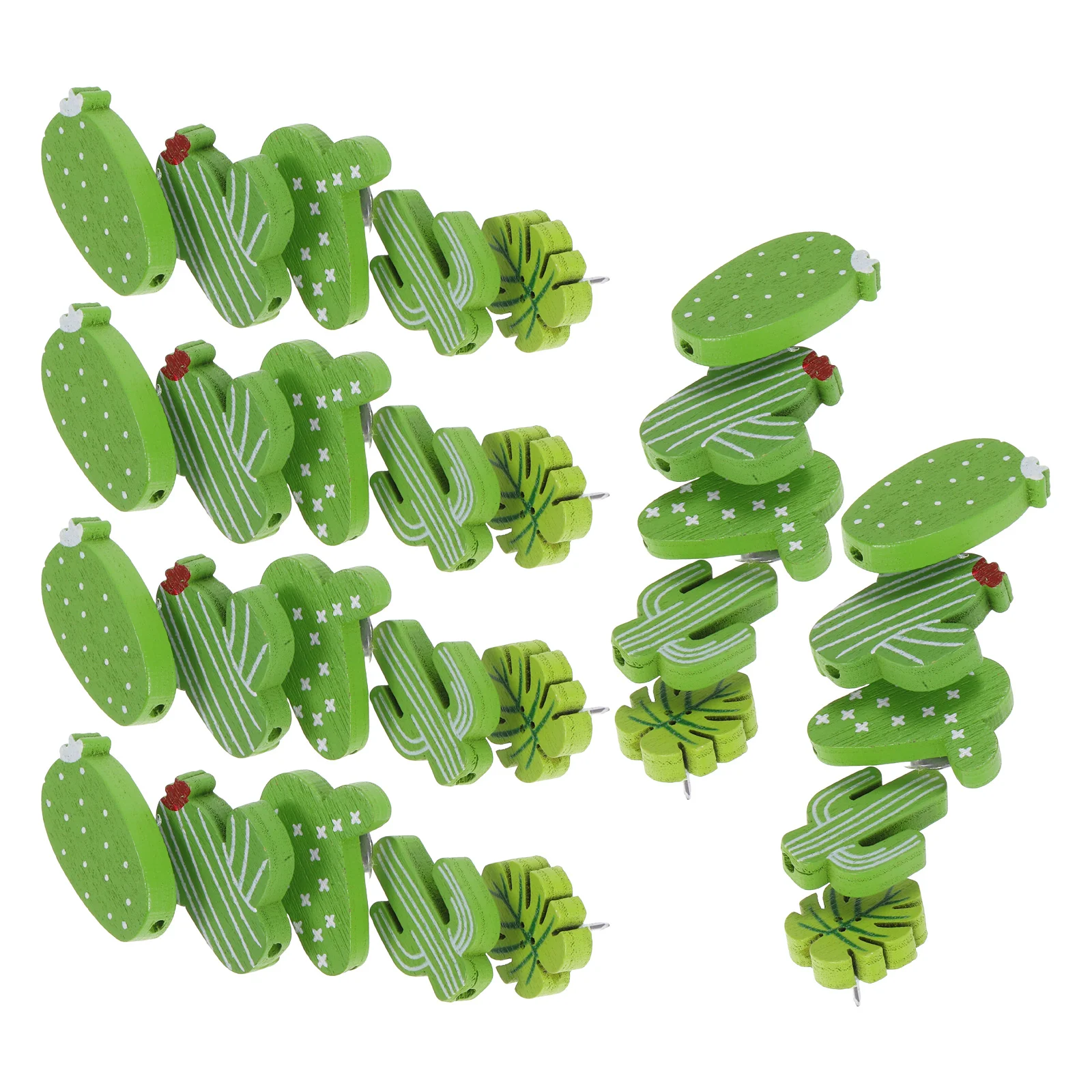 

30 Pcs Bulletin Board Wooden Cactus Aesthetic Tacks Push Pins Decorative Green Cute Pushpins