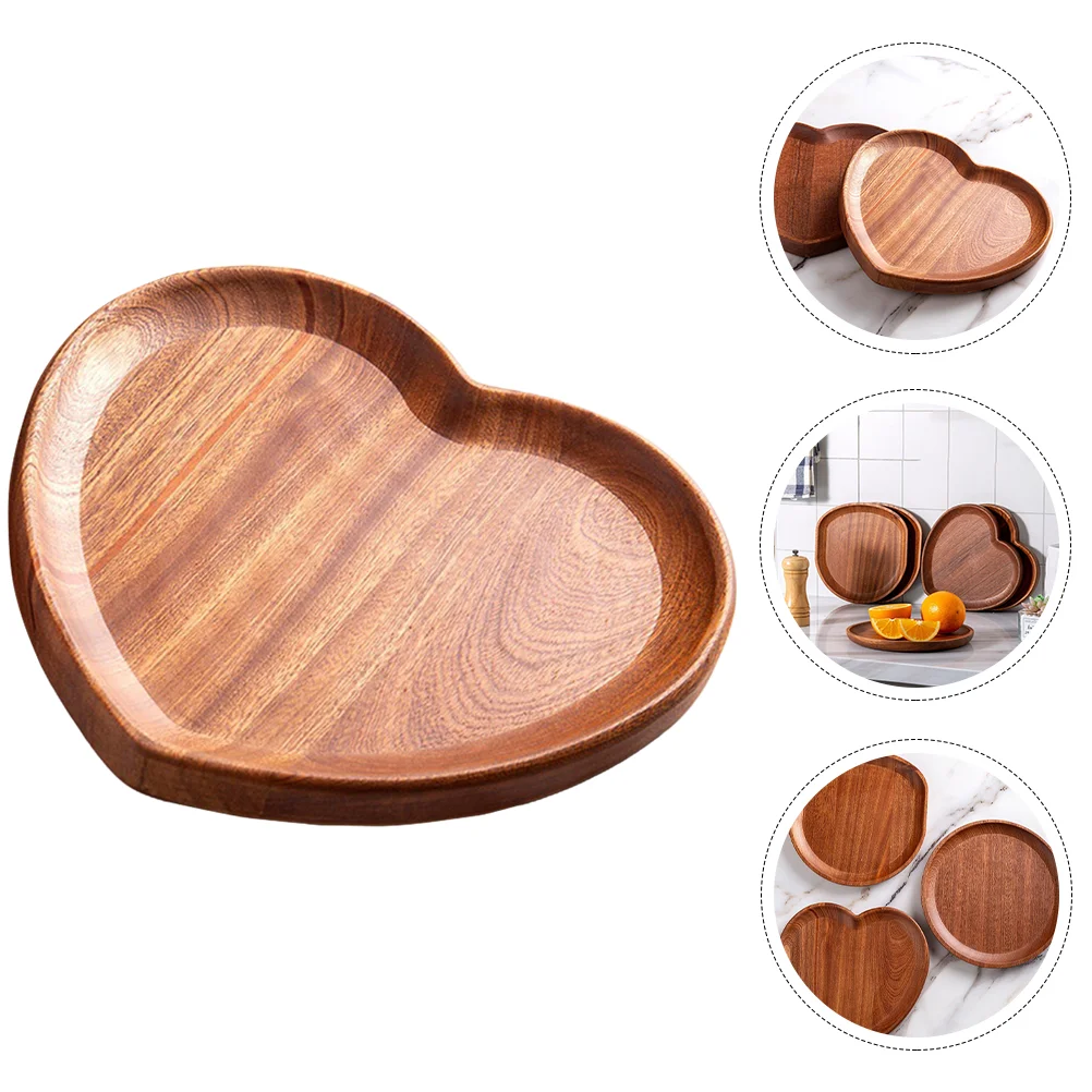 

Wooden Heart Shaped Tray Reusable Wood Plate Portable Snack Dish Dessert Cheese Fruit Storage Tray Bowls Plates Trays Home Decor
