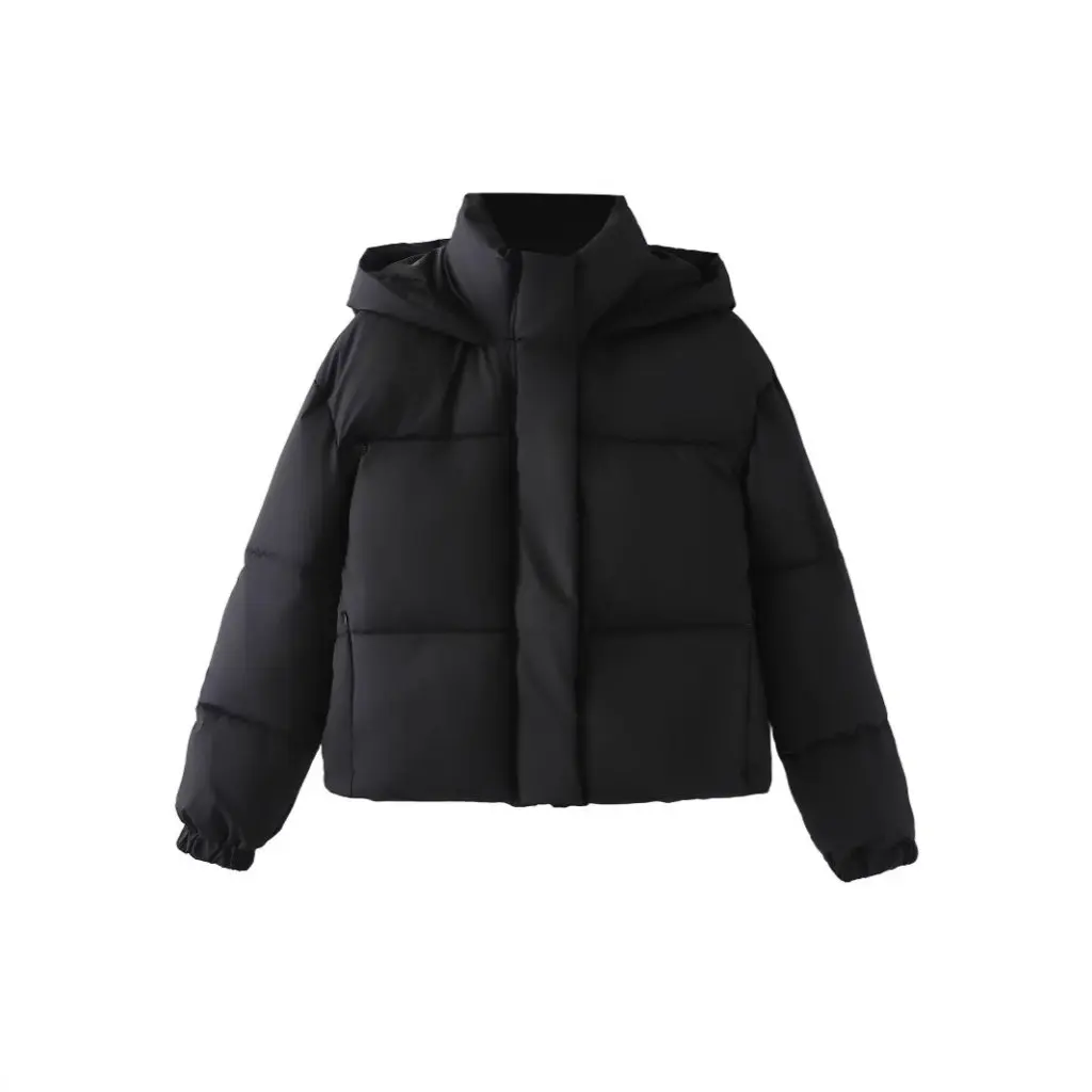 Giacca casual da donna con cappuccio Cappotto imbottito in cotone spesso Autunno Inverno Moda Semplice abbinamento Design con colla a pressione per tutte le stagioni