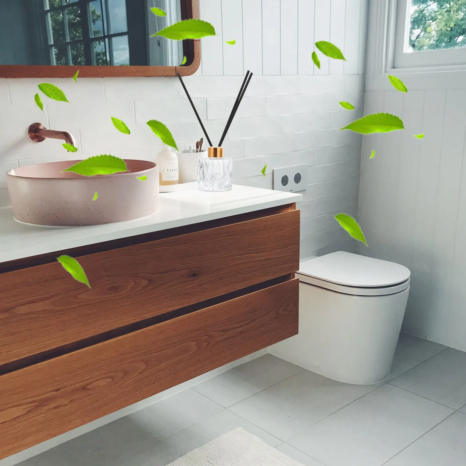 4Pcs Transparent Diffuser Bottle Aromatherapy Glass Container Food Grade Lid Anti Leak Flat Bottom Home Decor Diffuser Bottle