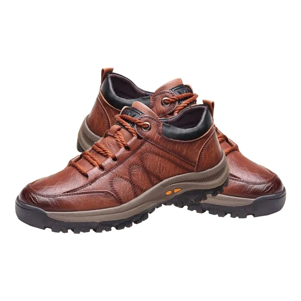 Men Casual Thickening Shoes Waterproof Leather Sneakers Shoes Wear-Resistant Walking Shoes Lightweight for Outdoor Travel