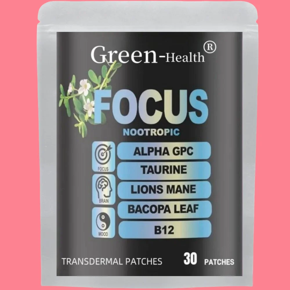 

30 Patches Focus 6-in-1 Nootropic Brain Transdermal Patches with Lions Mane, Vitamin C & B12, Taurine, Bacopa