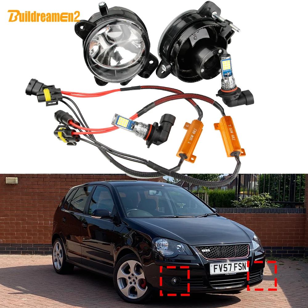 

2 Pieces Car Driver + Passenger LED Fog Light Assembly Daylight 9006 12V For VW Volkswagen Polo MK4 9N3 2005 2006 2007 2008 2009