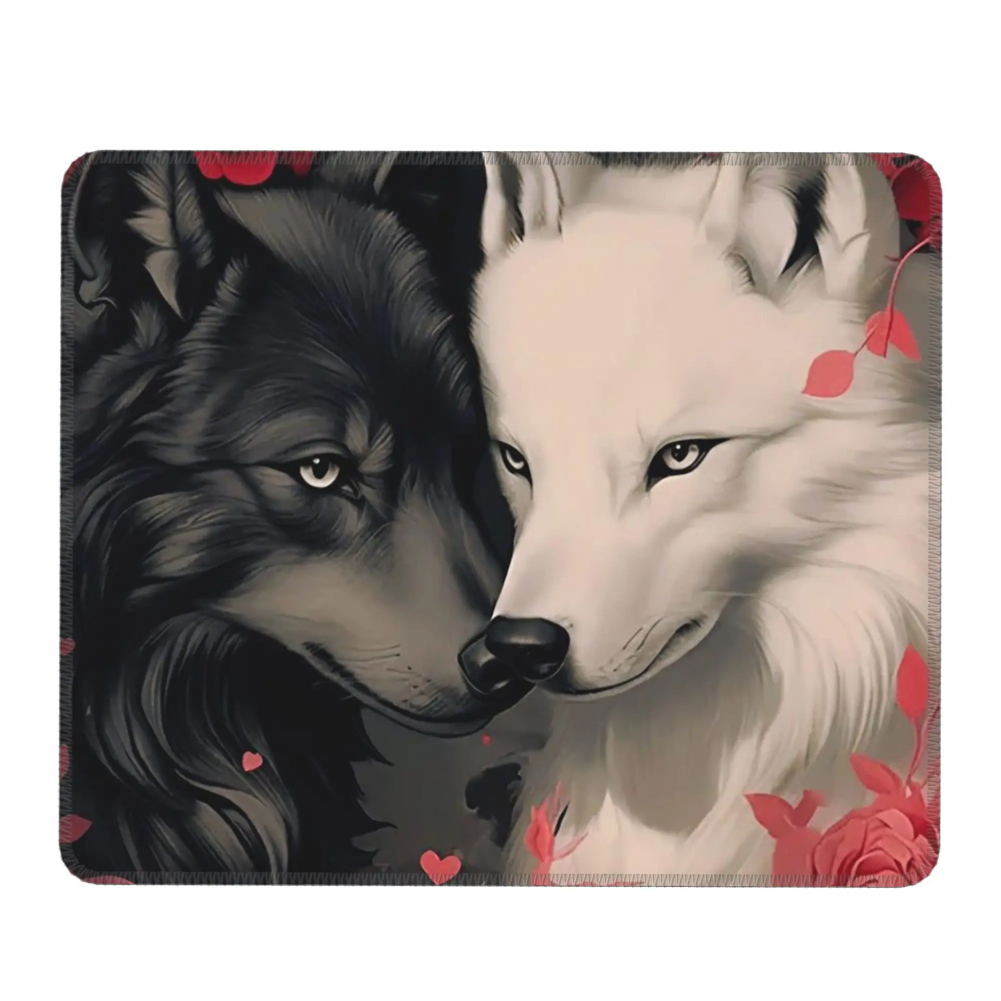 Black Wolf And White Wolf Print Mouse Pad Computer Keyboard Mouse Mat Gaming PC Laptop Desk Mat Office Table Mats