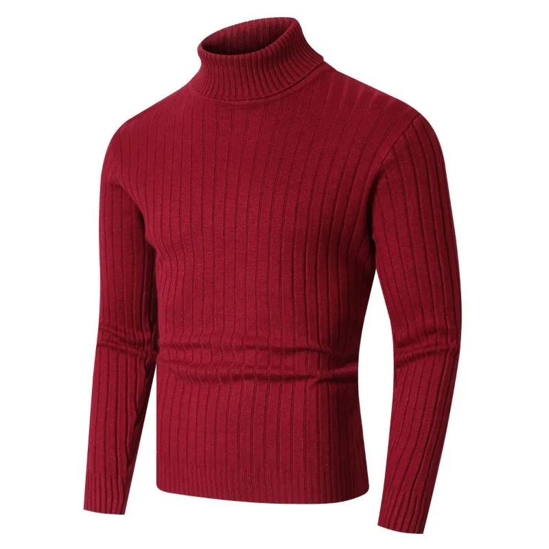 

Autumn and Winter High Collar Solid Color Slim Bottoming Shirt Lazy Style Casual Versatile Sweater Men's Pullover Top