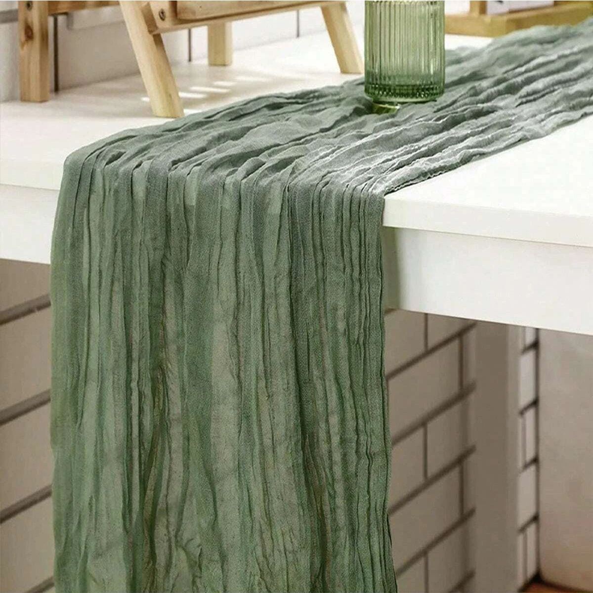 1Pc 90×180cm Green Wrinkle Tab - Home Decor Bali ulasan dan harga