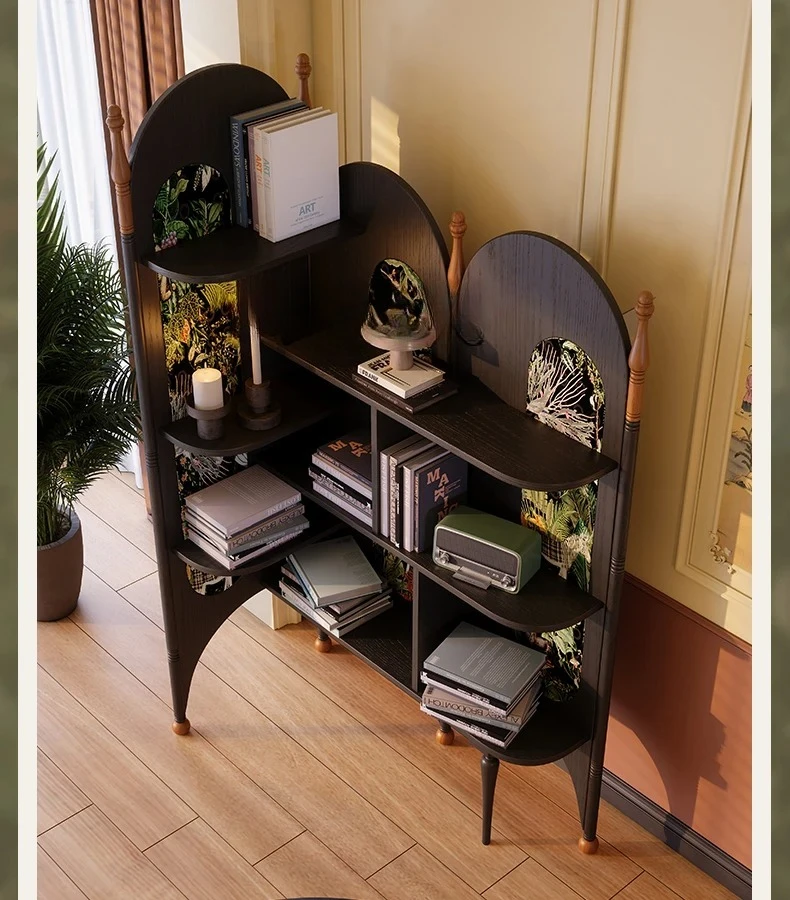 

ZK corner solid wood bookshelf French retro style living room ash wood triangular storage rack home decoration accessories