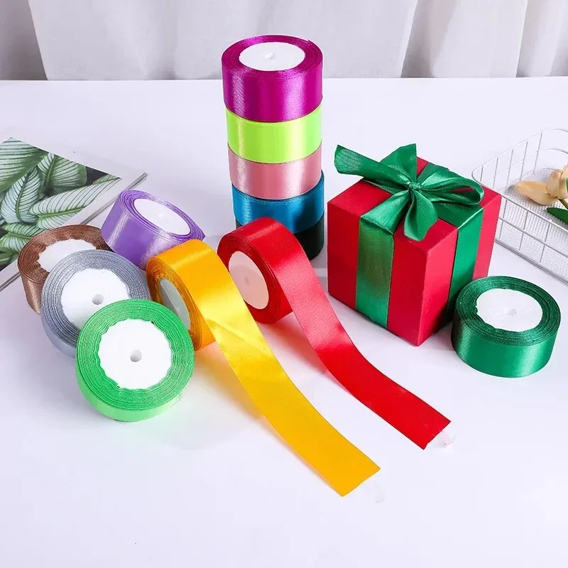 25Yards/Roll Wedding Gift Wrapping Ribbons Bow for DIY Crafts 50mm Polyester Satin Ribbons Christmas Home Decor Accessories Tape