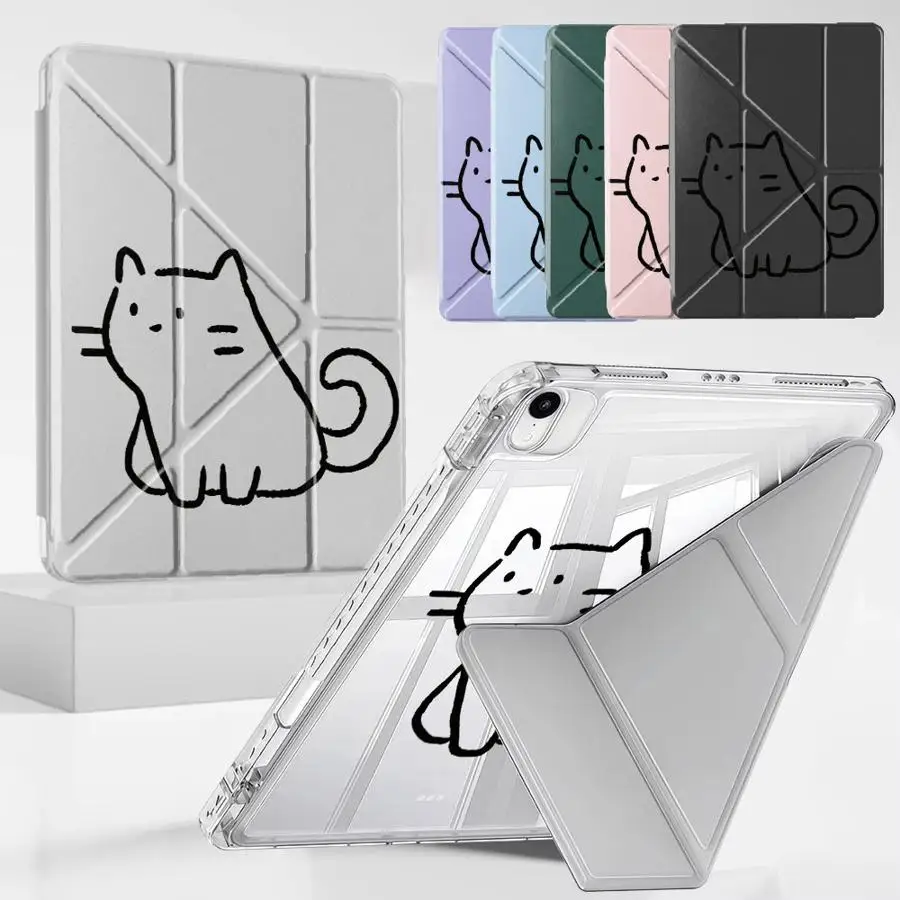 Tablet Case For iPad Pro 2025 Air 4 5 M3 M2 1 2 M4 11inch Pro 11th 10th 9th 8th 7th 12.9inch Mini 6 7 Y-Fold Holder Cover Cute