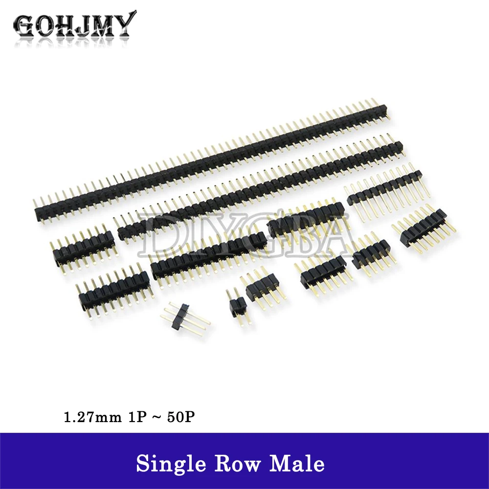 10PCS Single Row Male 1.27mm Header Breakaway PCB Board Connector Pinheader 1x2P 1x4P 1x5P 1x6P 1x7P 1x8P 1x9P 40P For Arduino