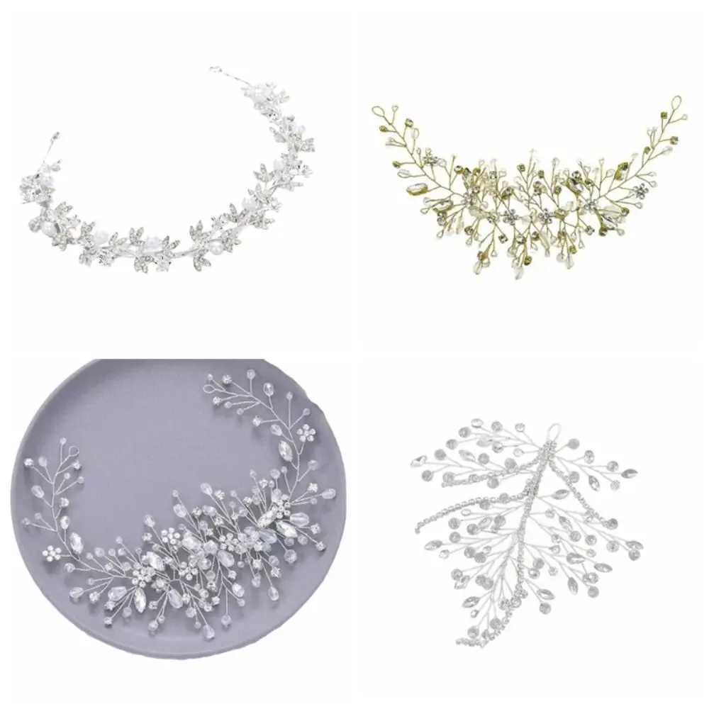 أنيقة حجر الراين العروس غطاء الرأس تألق زهرة التصوير عقال اليدوية النمط الفرنسي الزفاف إكليل الشعر مجوهرات #6