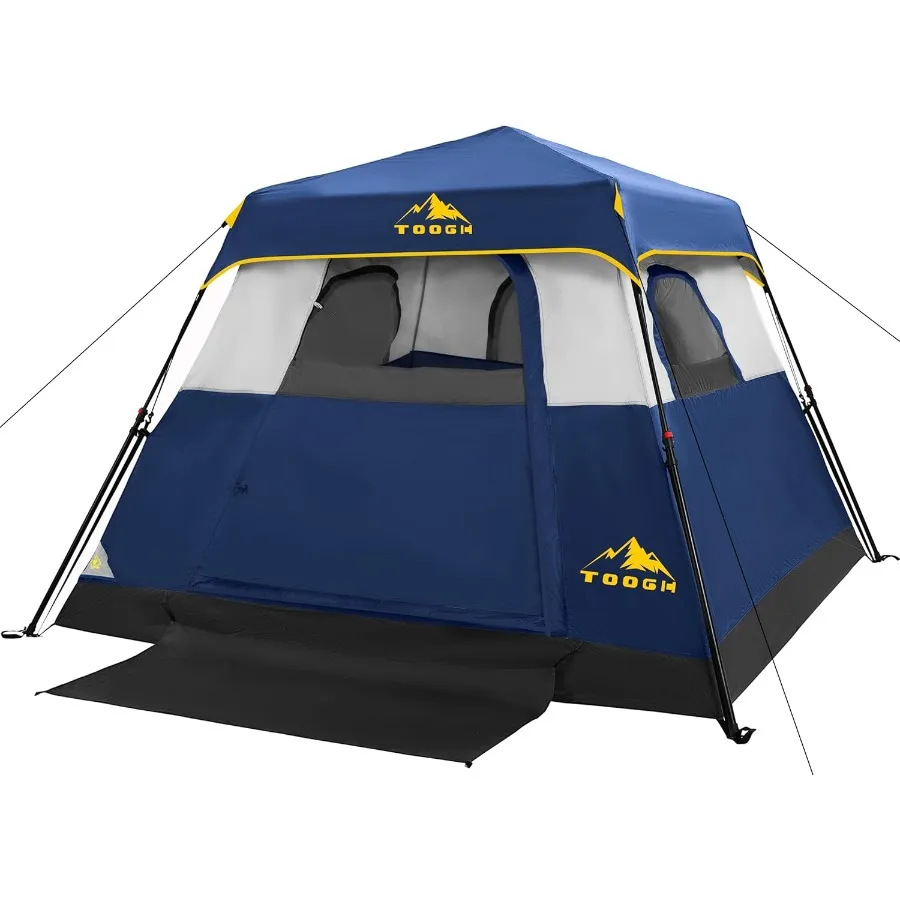 Tienda de campaña para 3 y 4 personas con 1 puerta, 4 ventanas y ventilación mejorada, configuración instantánea, impermeable, 8'x 8'x 67'', suelo de tela Oxford Pop
