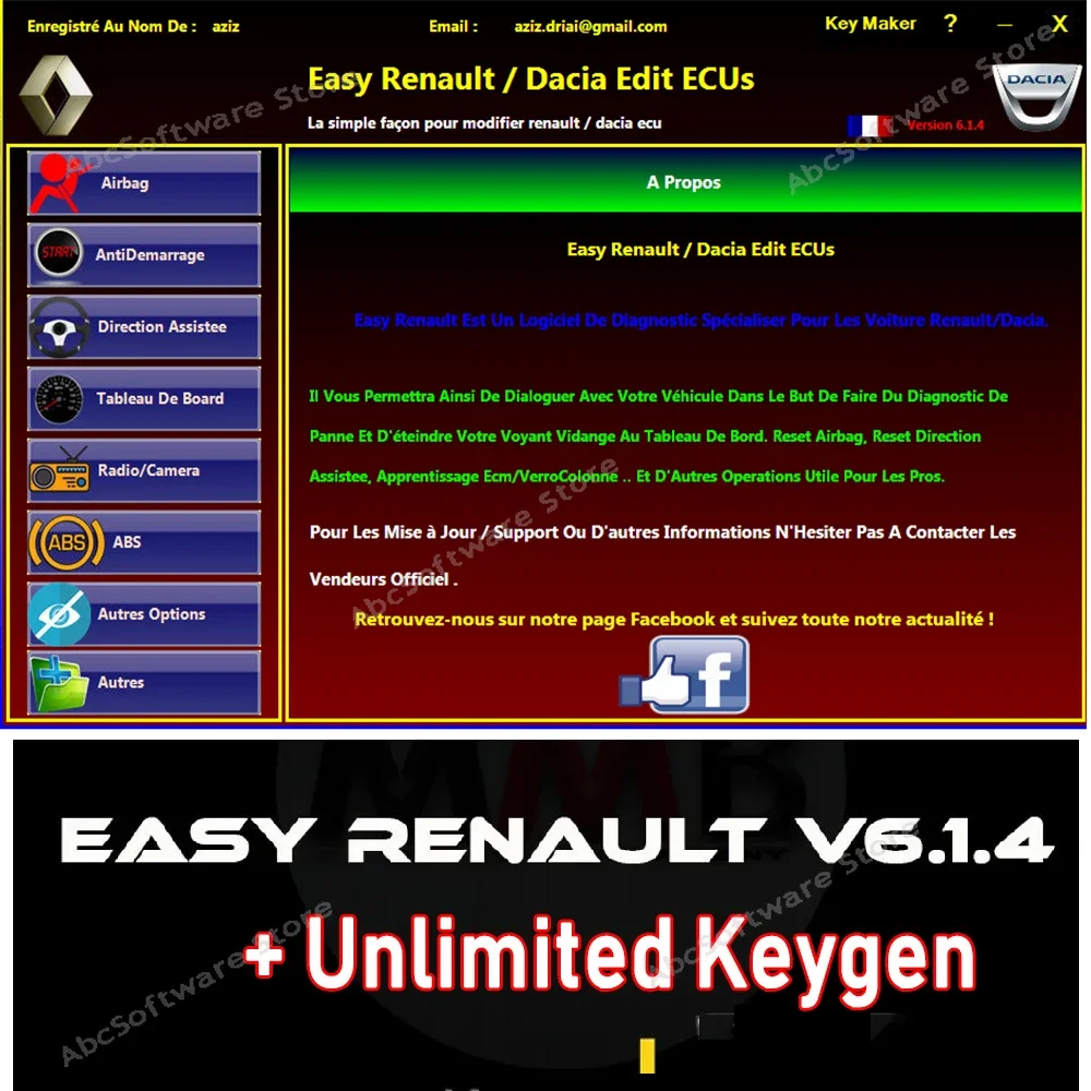 Easy Renault 6.14 Software for Renault  ECU Programmer Clear Crash Airbag Card Keys UCH Cleaner WORK with OBDLink  Renolink