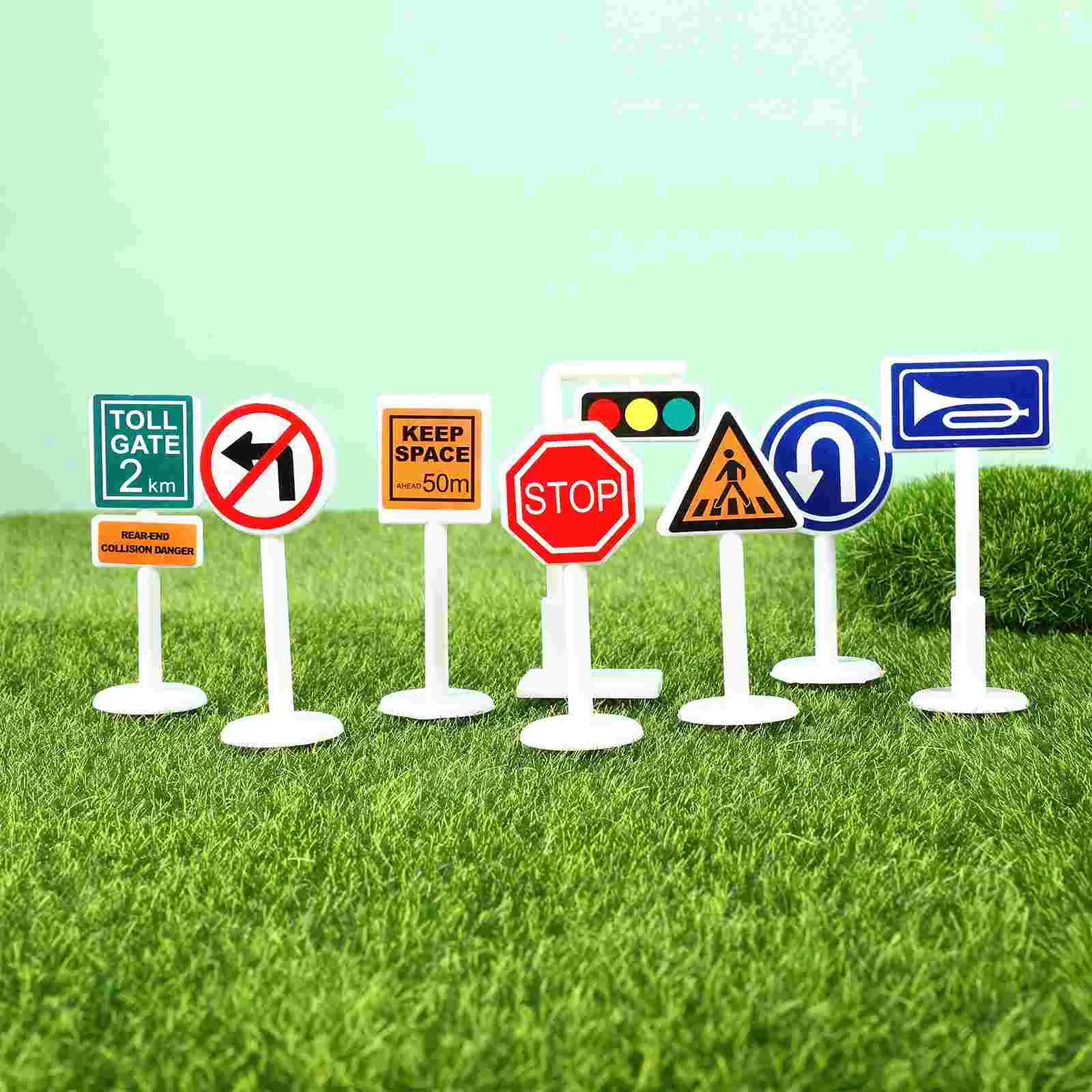 Miniature Toys Barricade Sign Road Signs Playset Train Traffic for Kids Street Models Light Toddler