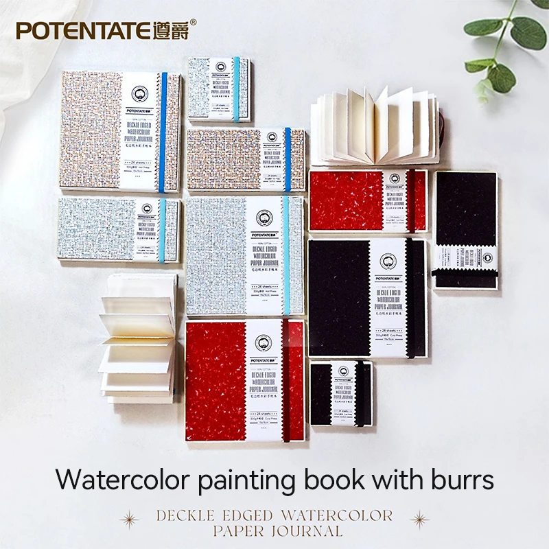 POTENTATE 100% Cotton Watercolor Paper Pad 24Sheets 300g 10cm/10x19cm/19cm Artists Beginners Watercolor Sketchbook Drawing Paper