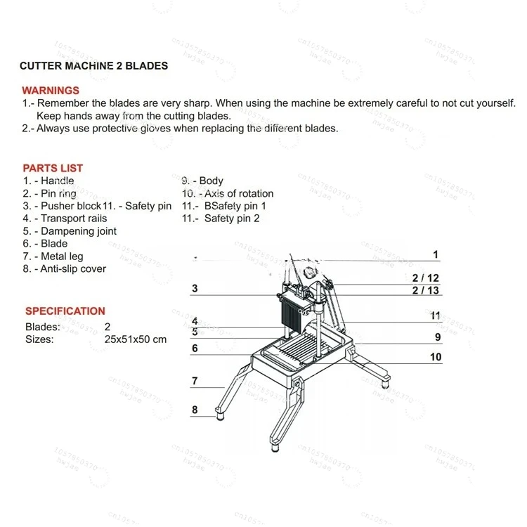 Commercial 3/16inch Manual Slicer Cutter For Vegetables And Fruits For Restaurant Use And Fruit Processing Plant