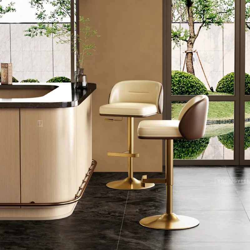 

Metal Aesthetic Bar Chairs White Soft Relaxing Height Cream Accent Counter Bar Chairs Design Leather Banqueta Home