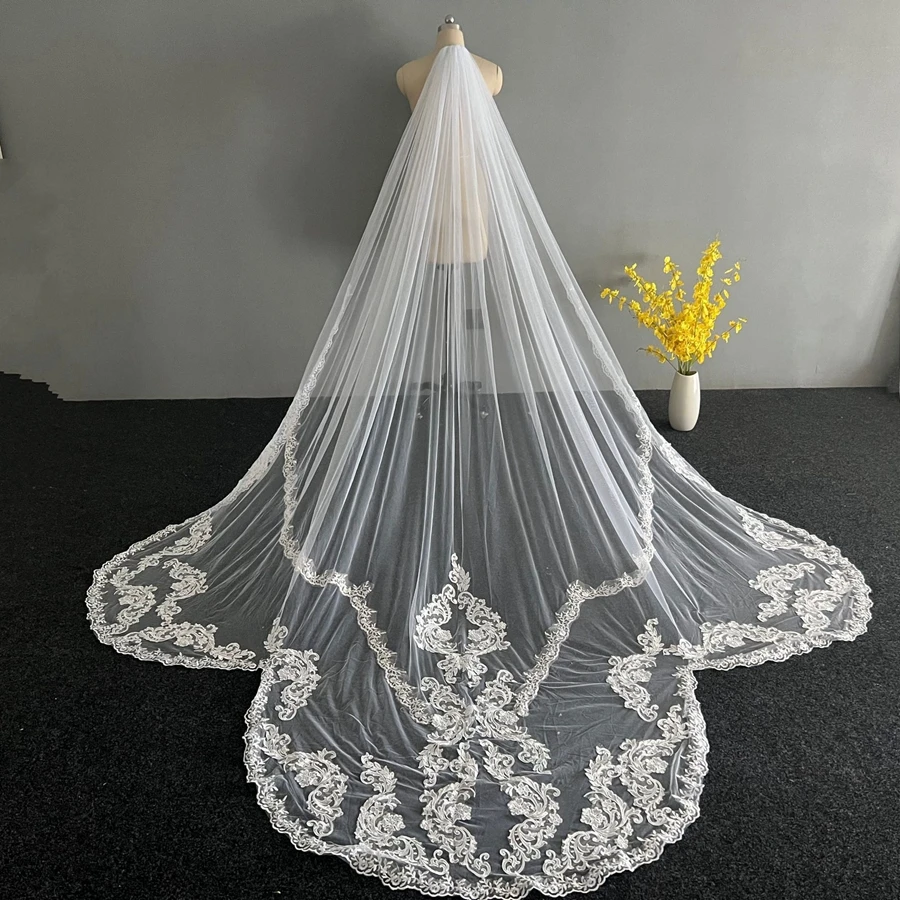 

New Arrival White Ivory Cathedral wedding veils for Bride Wedding accessories Velos de novia Bridal veils boda Matrimonio