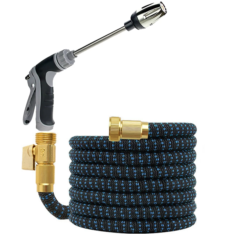 Garden Hose Expandable Magic Hose 25-100FT, Used For Garden Irrigation And Cleaning, 3/4 Inch, Long Pole Nozzle, Watering Set
