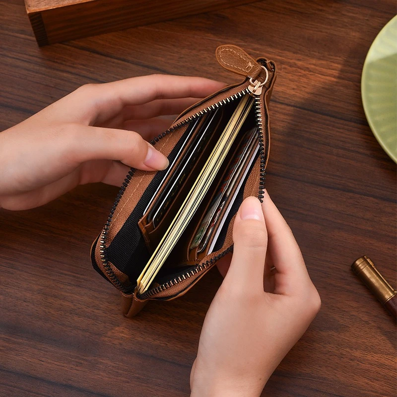 New men's long zipper wallet large capacity multi-card business Leather clutch wallet view 4