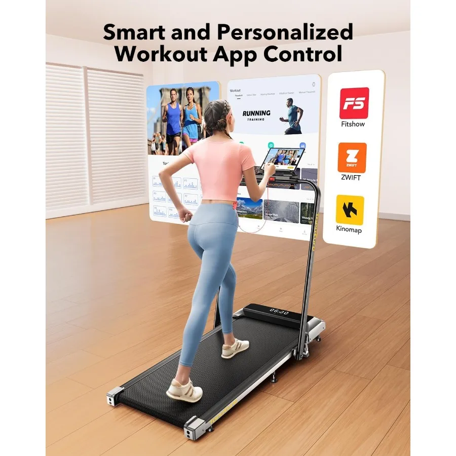 جهاز مشي تحت المكتب مع مفرغة 2 في 1 قابلة للطي للاستخدام المنزلي والمكتب، جهاز مشي مدمج محمول مع