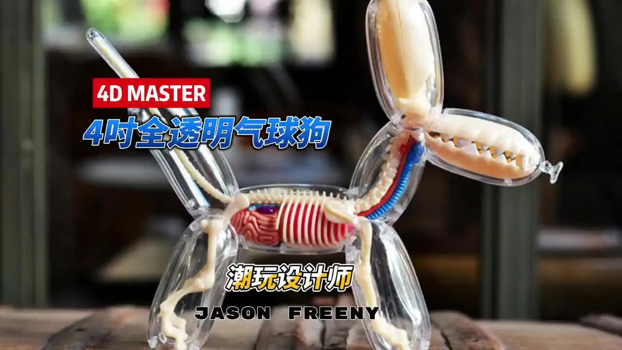 10 Parts 4D Blue Peach Red Color Balloon Dog Transparent