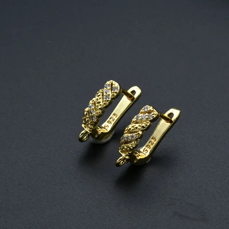 20pcs Bulk Jewelry Wholesale Rhodium Gold Plated Metal Copper CZ Setting Infinite Ear Hoops for DIY Women Earring