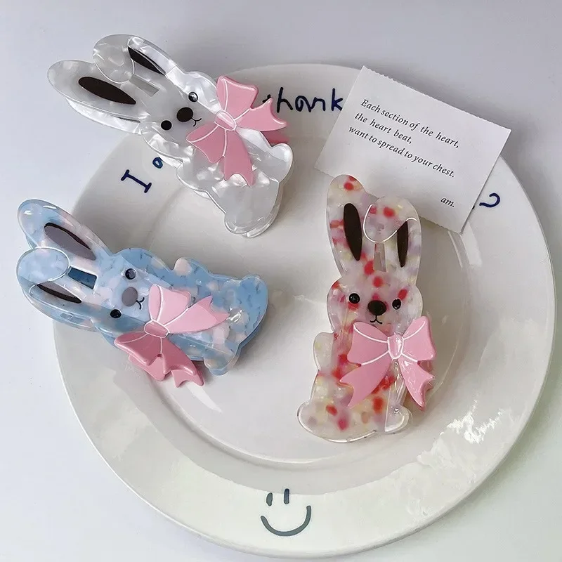 

BYL New Fresh Sweet and Cute Rabbit Hair Clips Acetate Hair Claw Back of Head Disc Crab Clip Female Hair Accessories