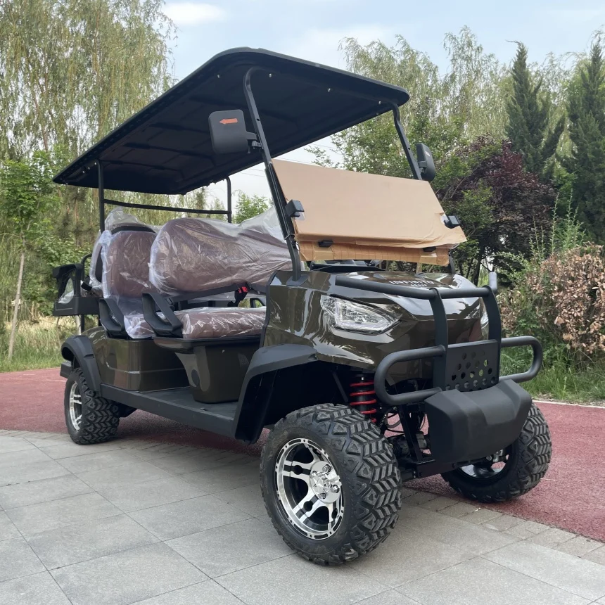 Electric Golf Cart Foldable Rear Seat + Built-In Storage Box Golf Cart Model E With LED Lights Golf Bag Straps And Basket