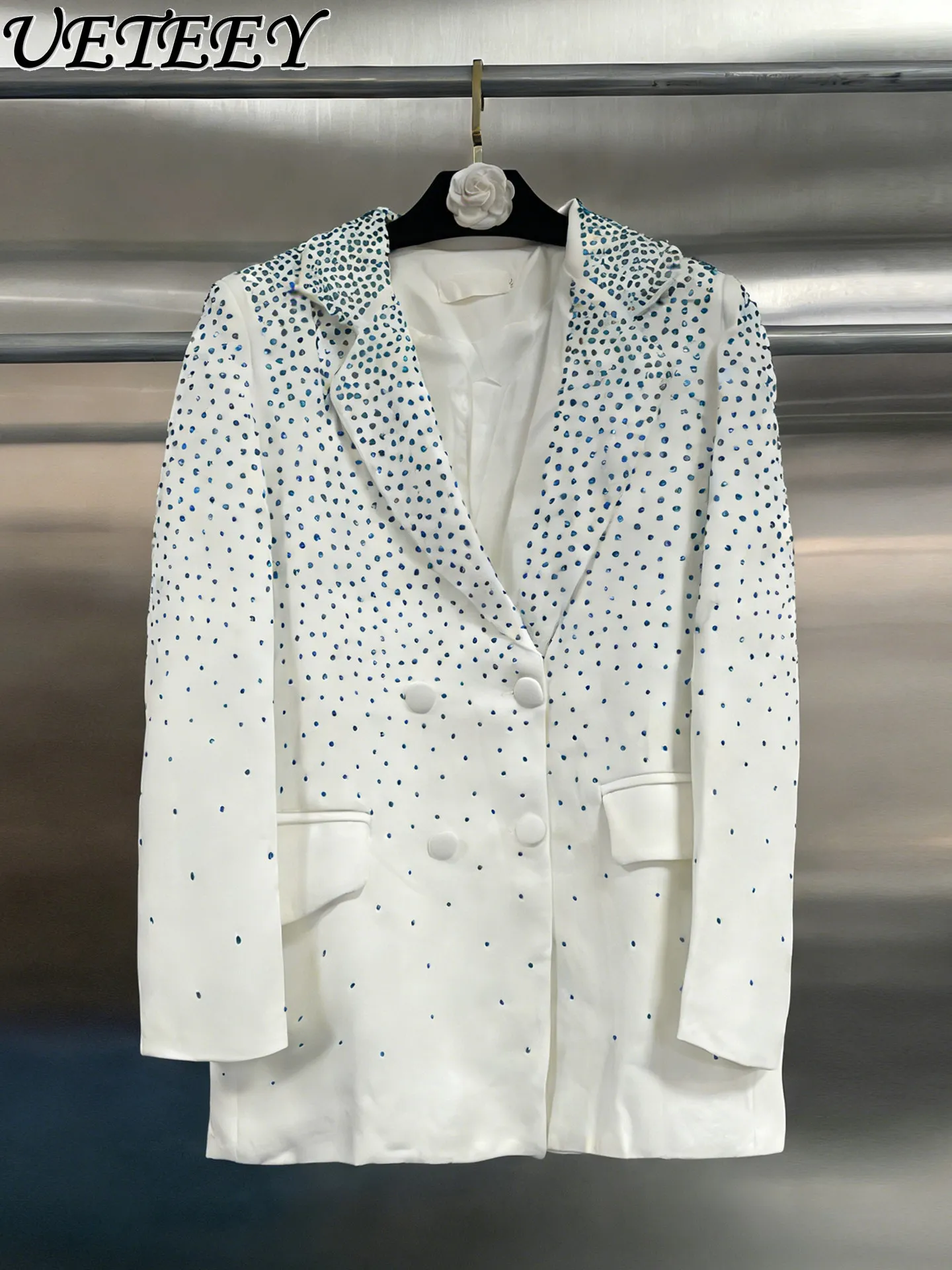 

Доступная роскошь: Элегантный повседневный свободный пиджак/блейзер в стиле Heavy Industry Blue Hot Diamond White для светских мероприятий